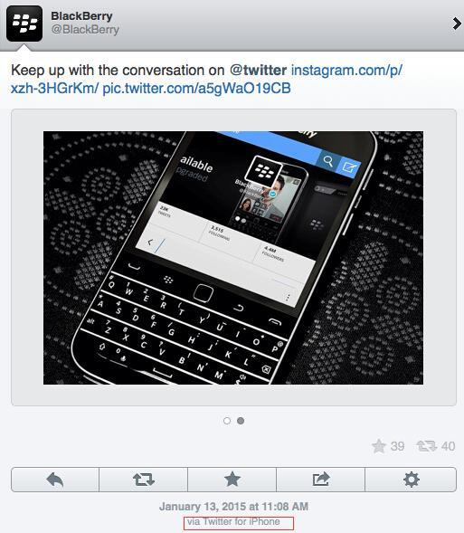 黑莓又被打臉：推特官方賬號(hào)竟用iPhone發(fā)帖