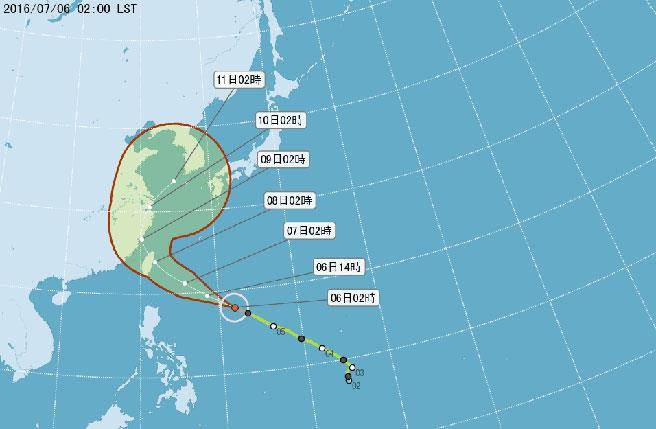 今年第一號(hào)颱風(fēng)尼伯特轉(zhuǎn)為強(qiáng)臺(tái)，恐于宜花登陸。（圖片來(lái)源：臺(tái)灣中時(shí)電子報(bào)）
