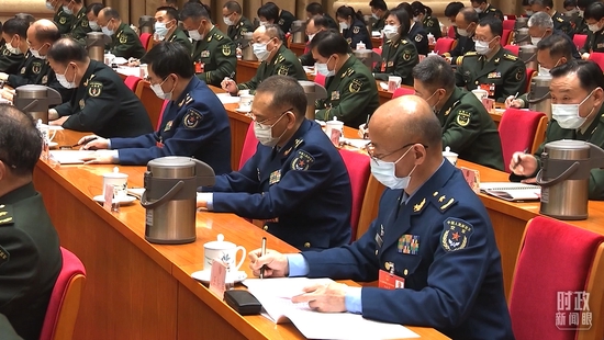 △2022年3月7日，解放軍和武警部隊代表團全體會議現(xiàn)場。